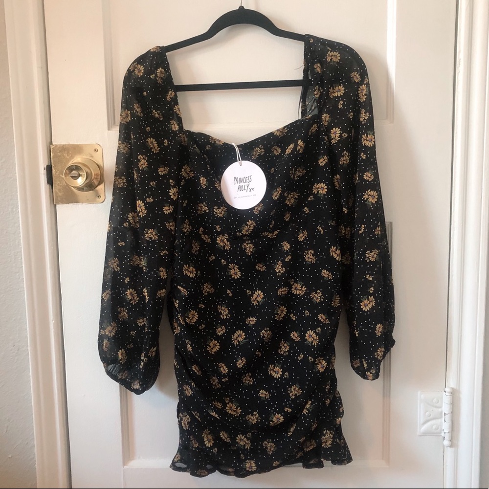 Black Sunflower Ruffle Dress